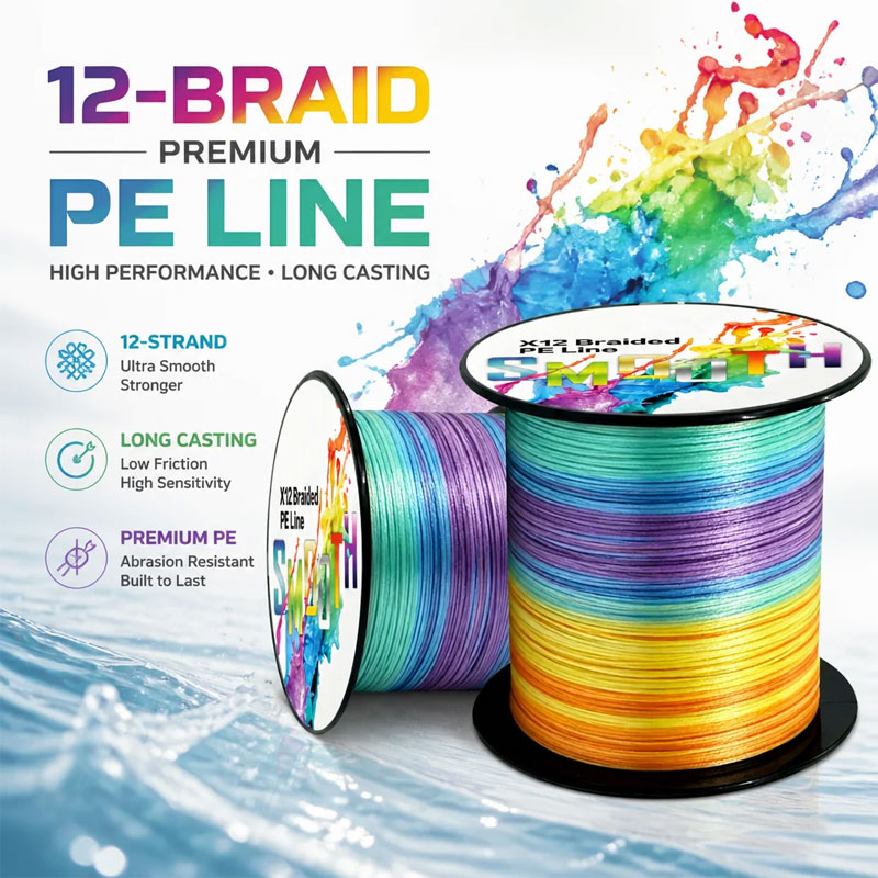 Fish Finder Cable - MATEER 1000/500/300M 12-strengs gevlochten vislijn, gladde